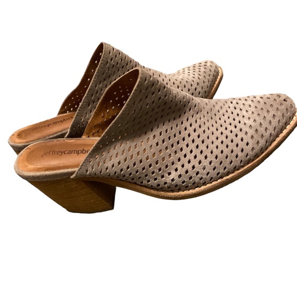 Authentic Jeffrey Campbell Favela Block Heel Mules Taupe 10 - Picture 4 of 6
